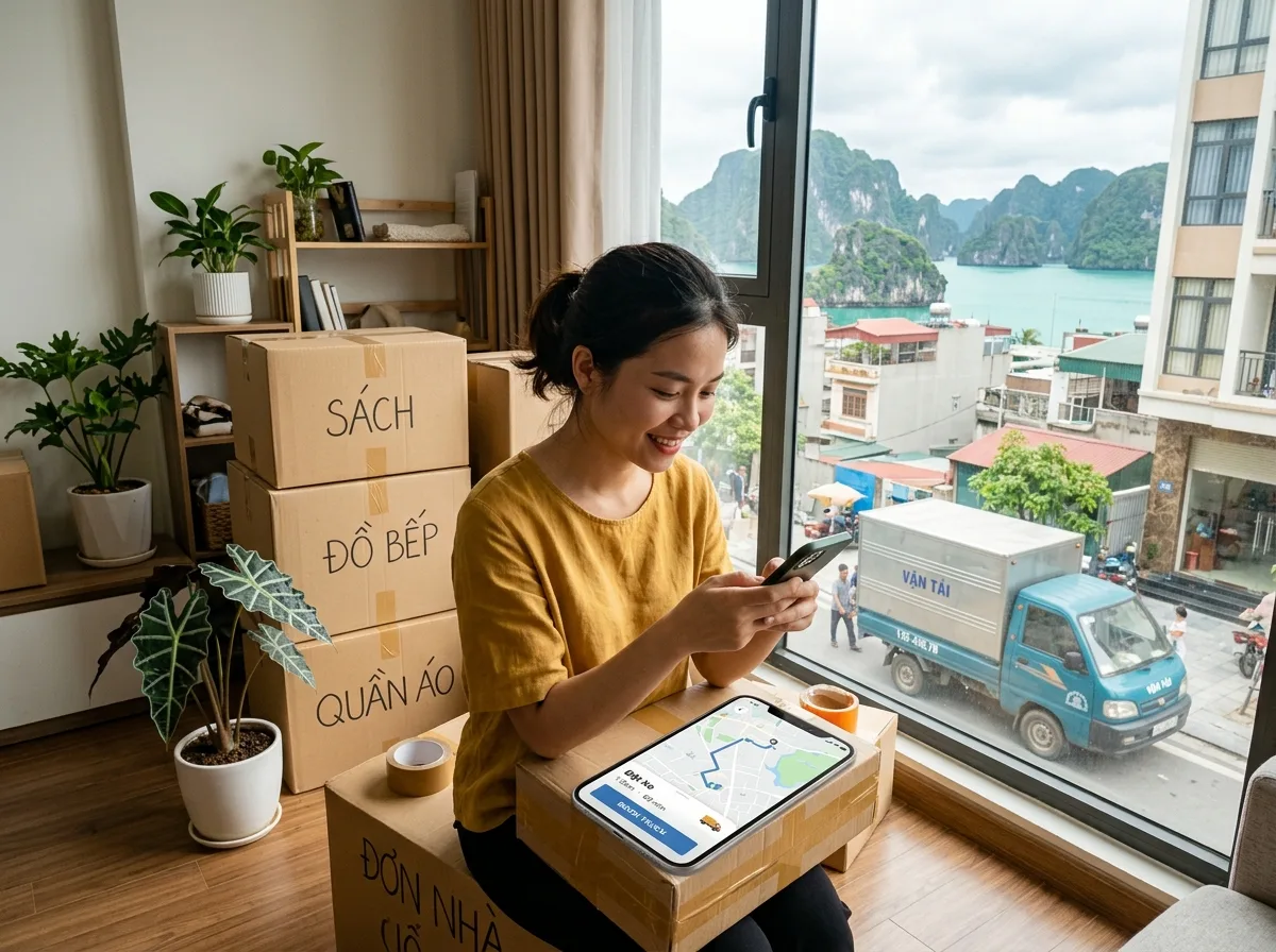 Đặt xe tải chuyển nhà qua ứng dụng trên điện thoại