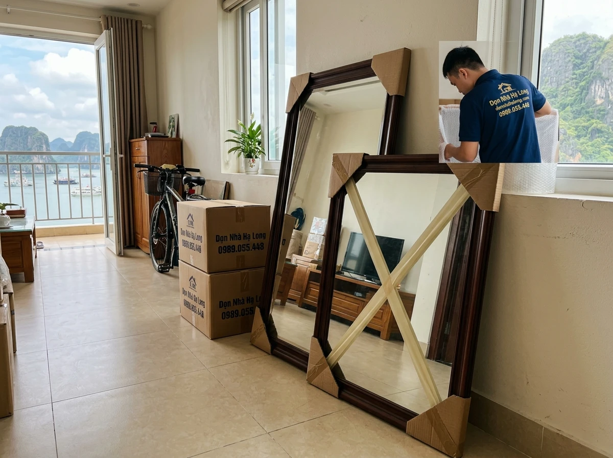 Đóng gói gương tranh kính an toàn khi chuyển nhà