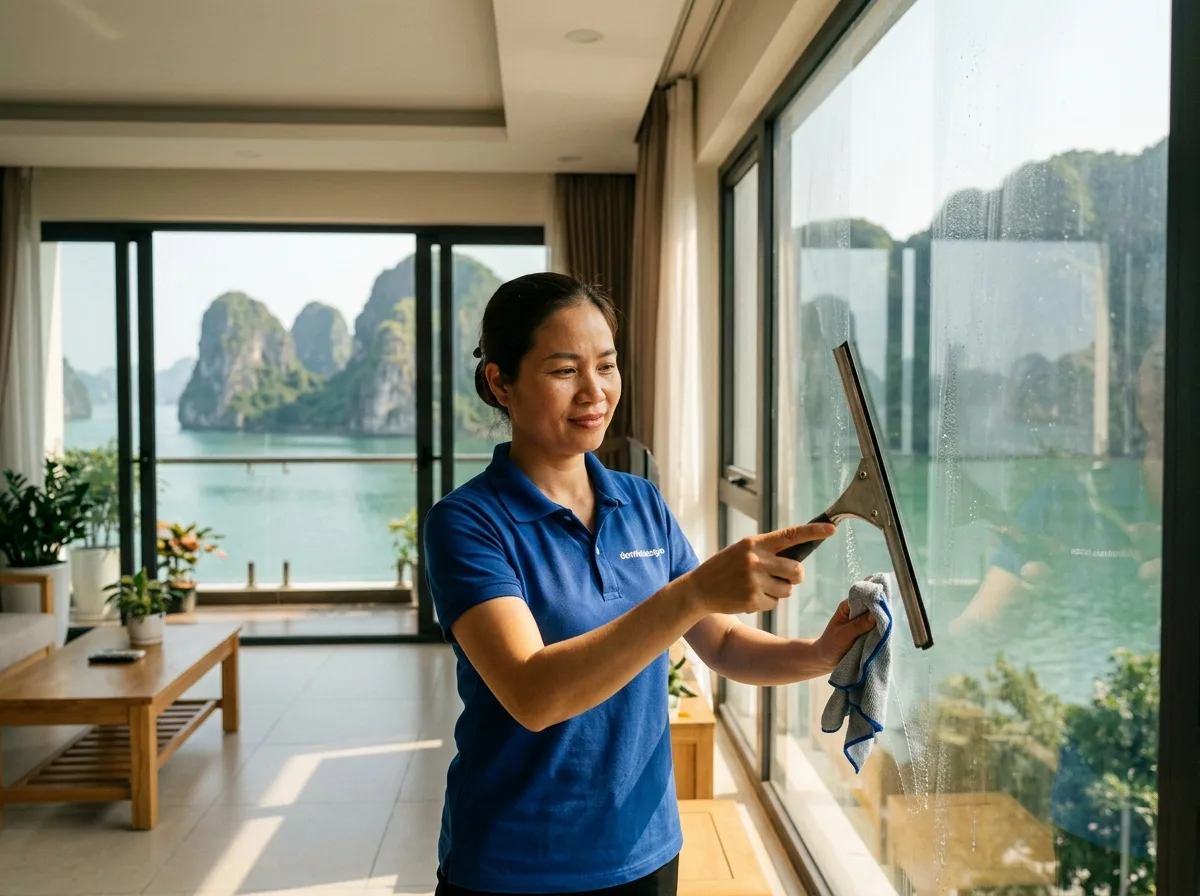 Lau kính cửa sổ bằng cây gạt cao su