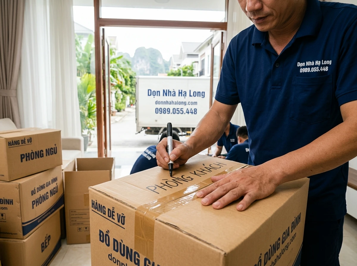 Ghi nhãn và dán băng keo thùng đồ khi chuyển nhà