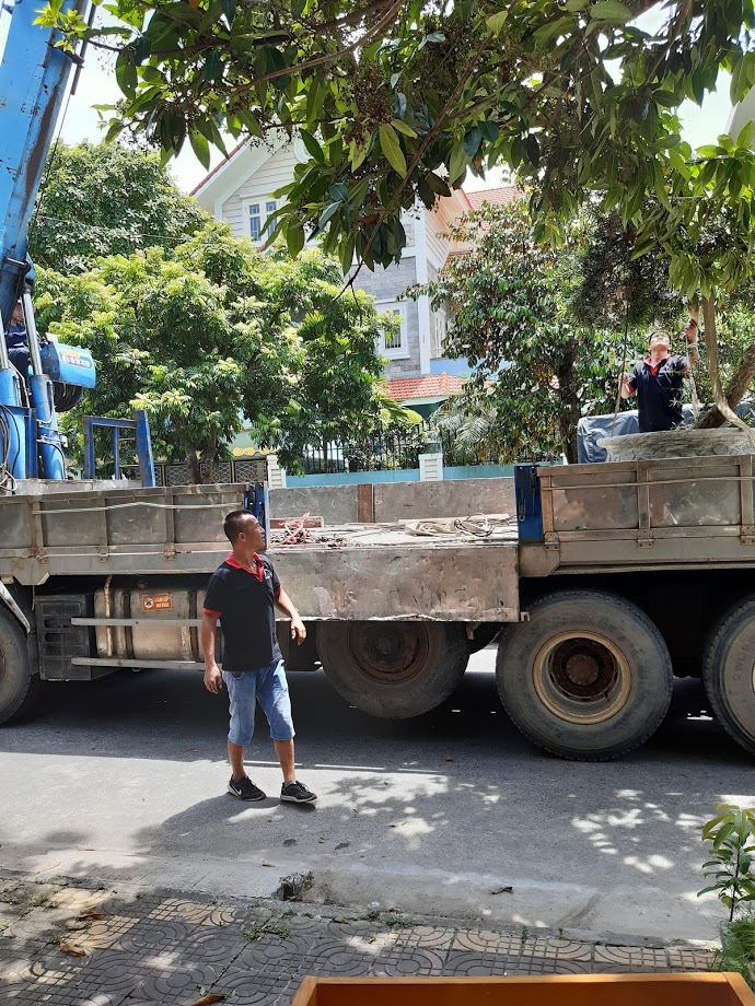 Xe cẩu vận chuyển cây cảnh