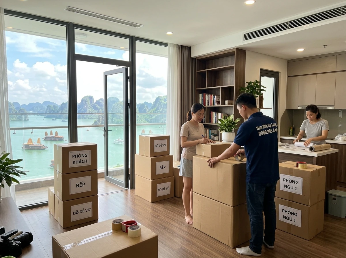 Đóng gói đồ đạc theo từng phòng cho căn hộ chung cư