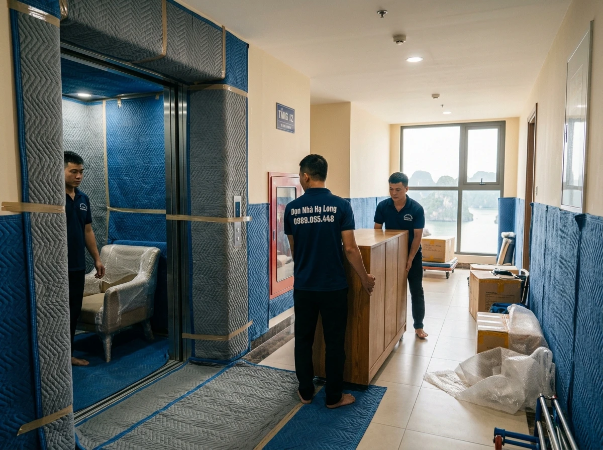 Lót bảo vệ thang máy khi chuyển nhà chung cư