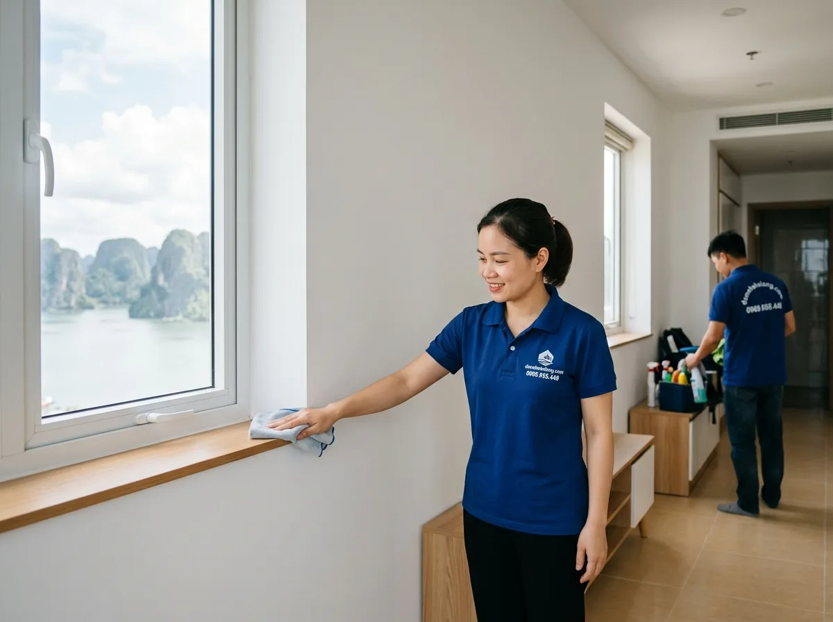 Tường sạch sau khi tẩy mốc và chống ẩm