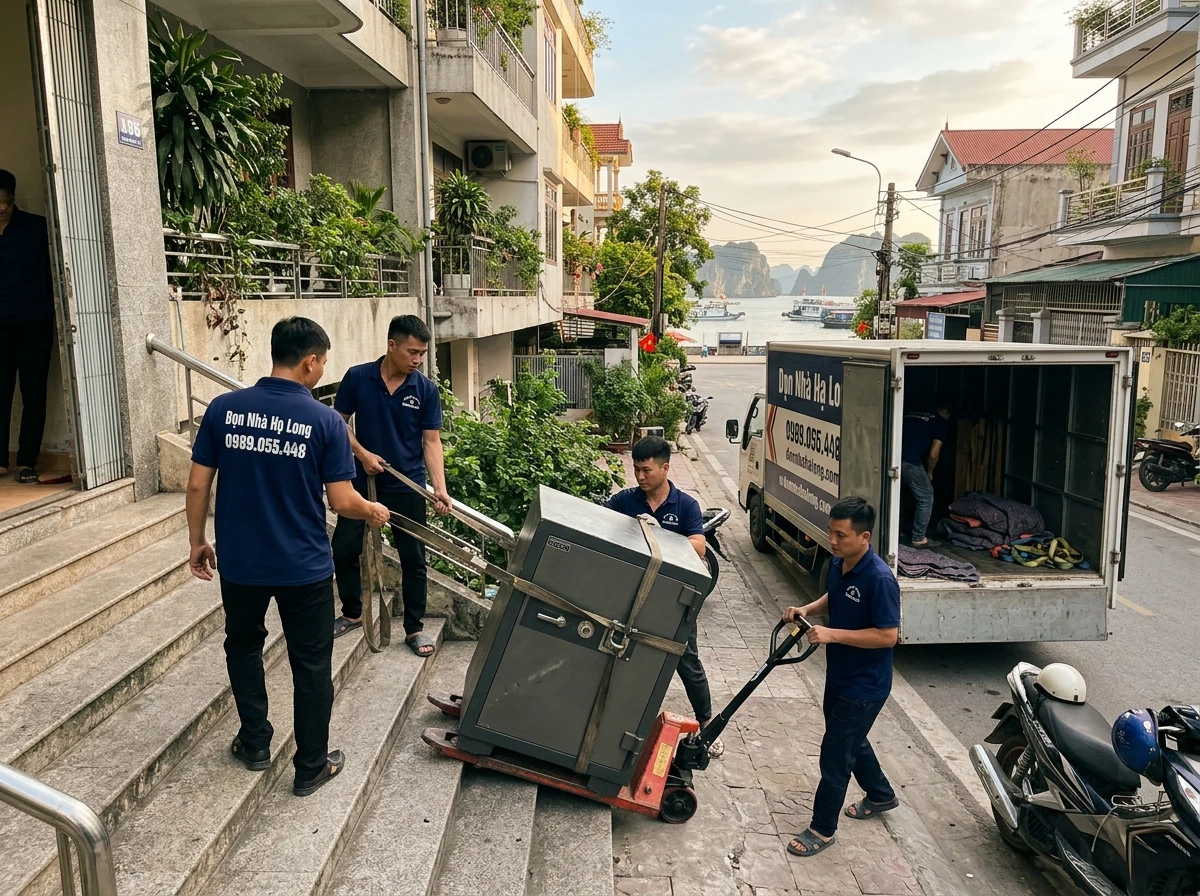 Vận chuyển két sắt và đồ nặng khi chuyển nhà tại Hạ Long
